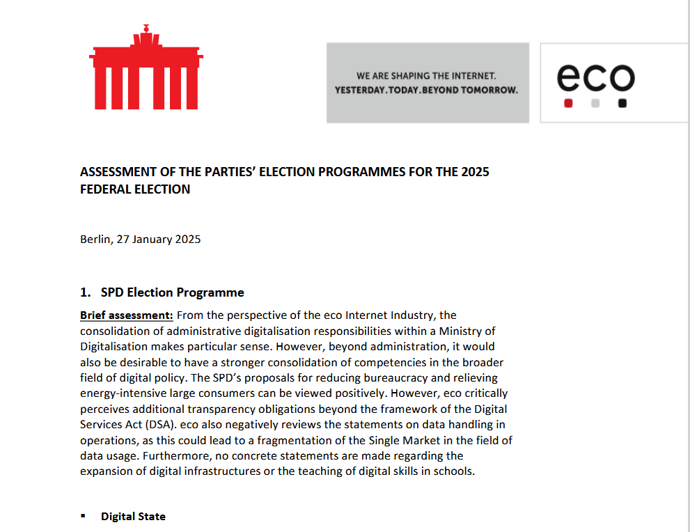 Focus on Digital Policy: eco - Association of the Internet Industry Assesses the Party Election Programmes in Advance of the 2025 German Federal Election 1